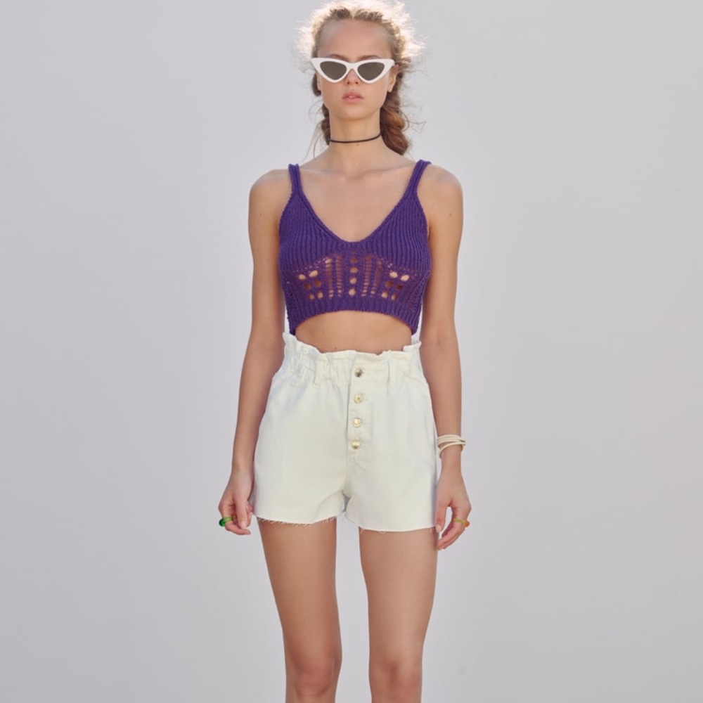 Zara buttoned paper bag baggy shorts